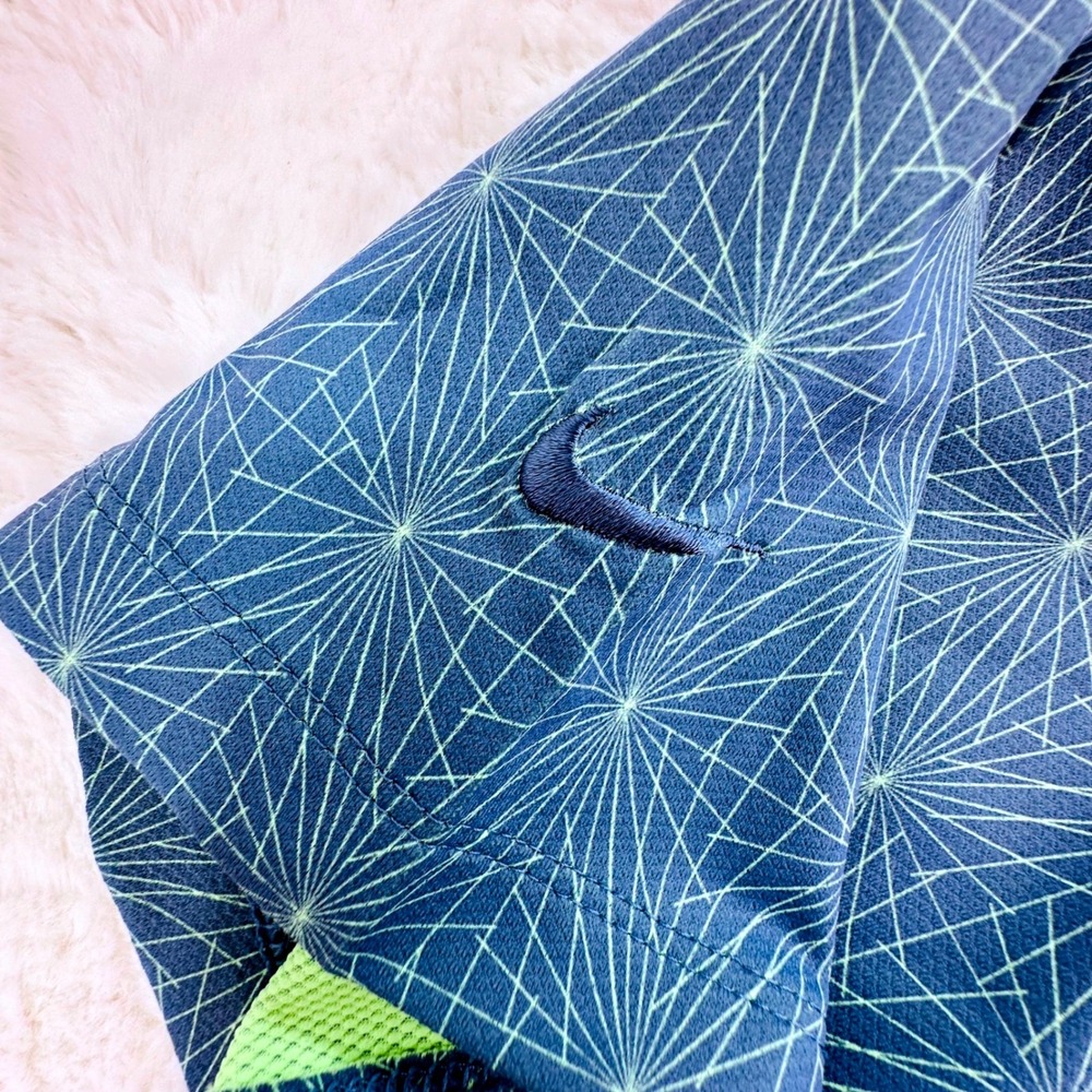 Nike Golf Mens Large Blue Geometric Starburst Fit Dry Short Sleeve Polo Shirt - Picture 6 of 11